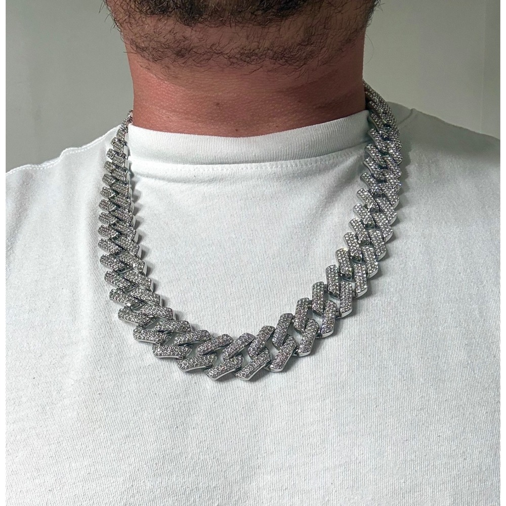 cuban chain iced out vvscz over stainless 24inch 19.5mm triple lock box - Picture 6 of 6